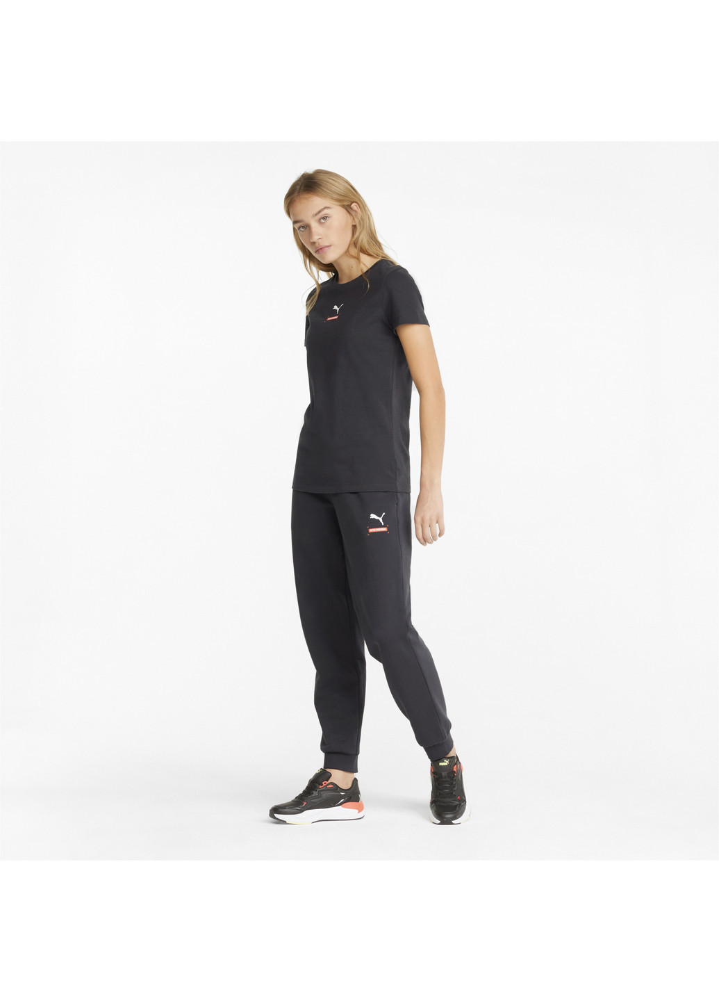 Штани Better Women's Sweatpants Puma однотонні чорні спортивні бавовна, еластан