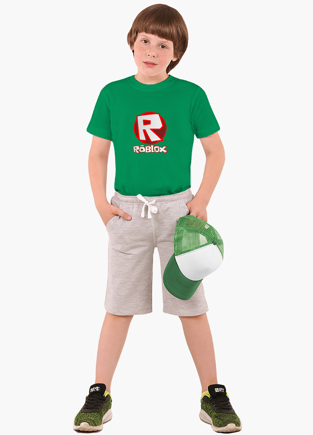 Зеленая демисезонная футболка детская роблокс (roblox)(9224-1708) MobiPrint