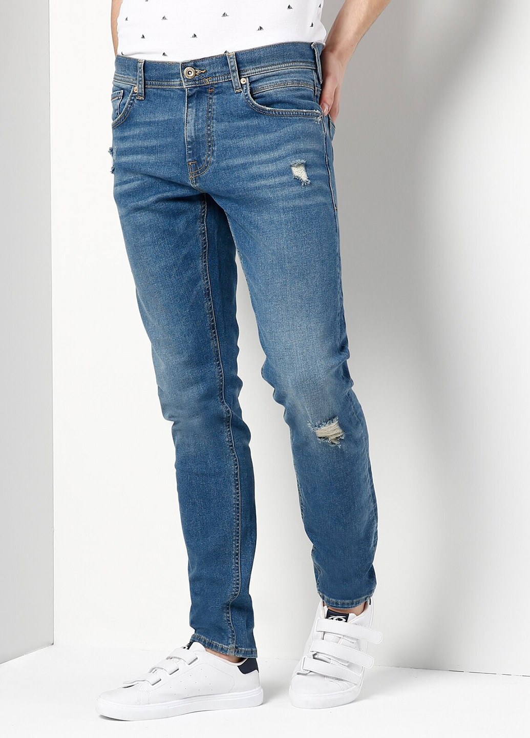 Синие демисезонные прямые джинсы Colin's