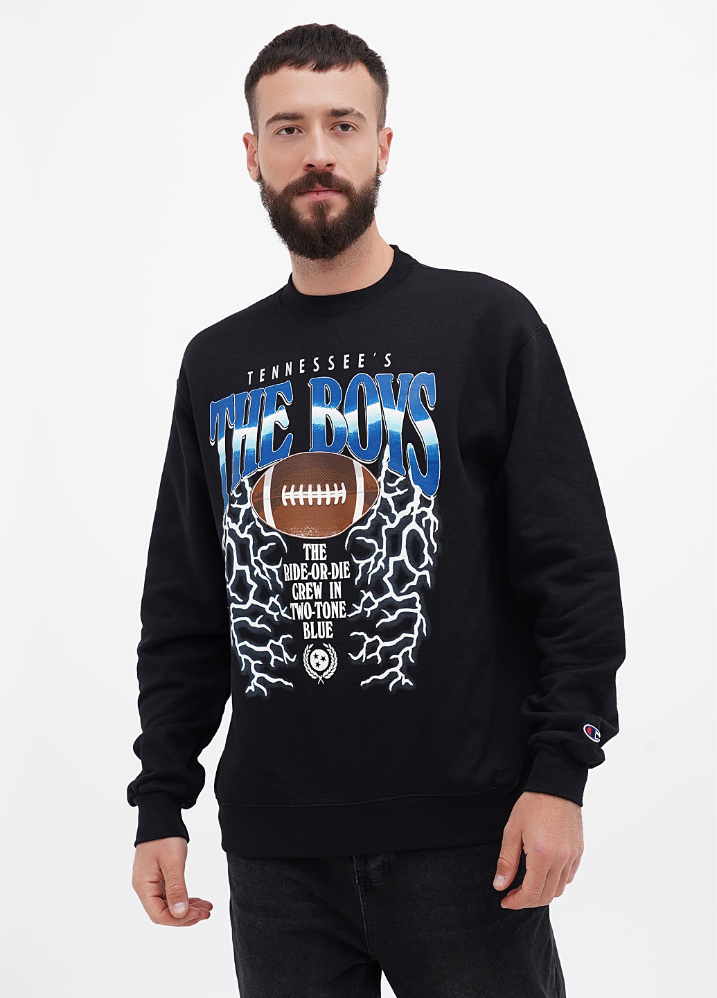 Черный свитшот Champion рисунок нашивки (305788333)