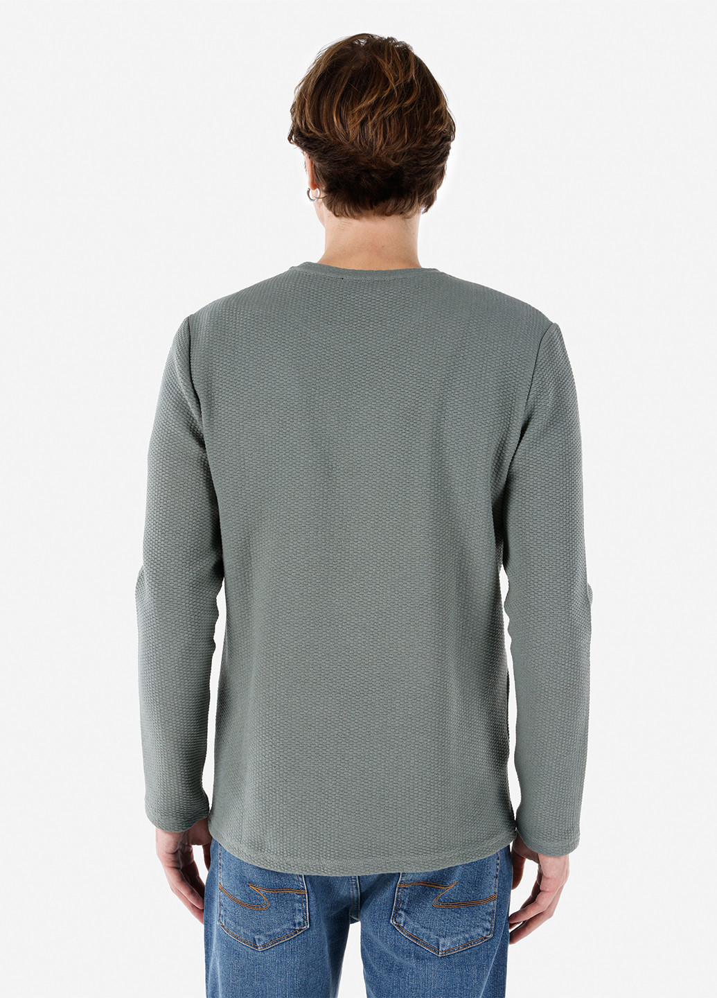 Лонглів Colin's однотонний сірий кежуали бавовна, трикотаж