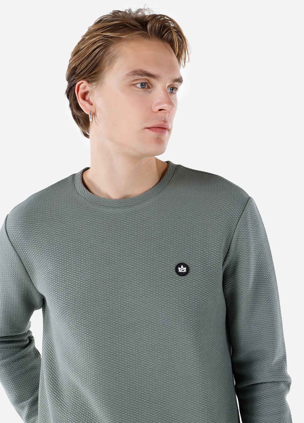 Лонглів Colin's однотонний сірий кежуали бавовна, трикотаж