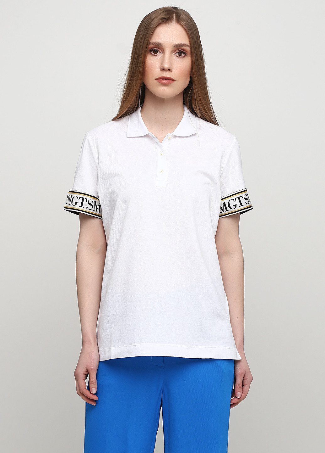 Белая женская футболка-поло Margittes с надписью