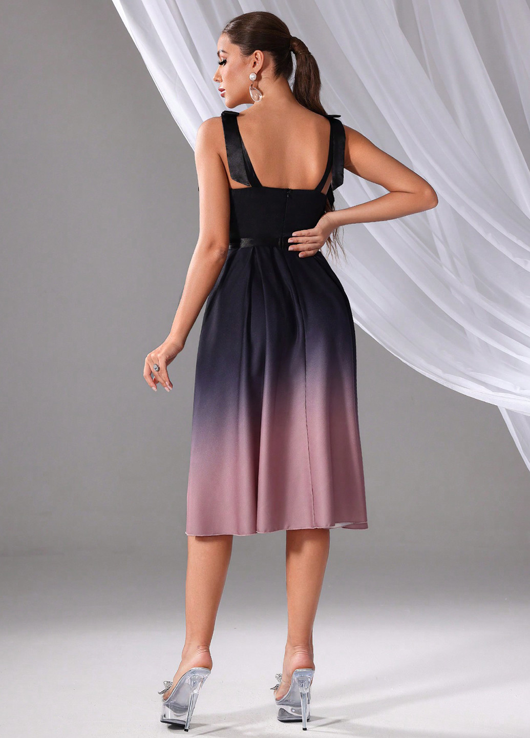 Комбінована вечірня сукня кльош, з відкритою спиною SHEIN з градієнтом