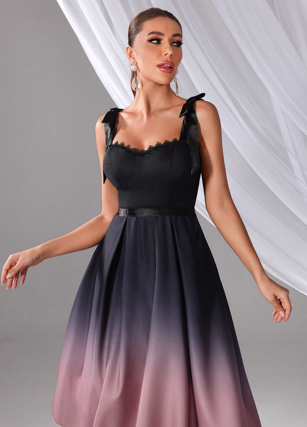 Комбінована вечірня сукня кльош, з відкритою спиною SHEIN з градієнтом