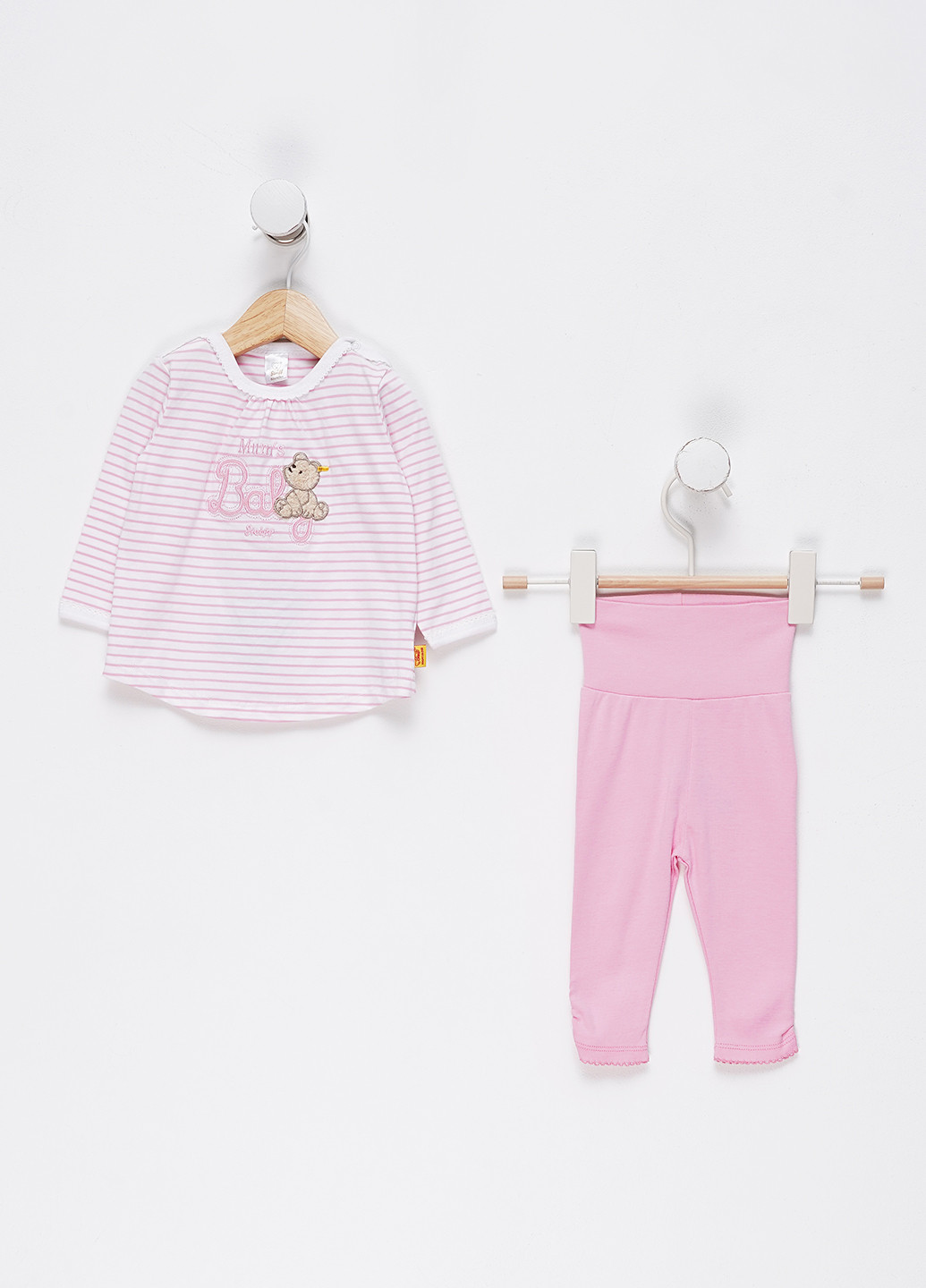 Рожевий демісезонний комплект (лонгслів, брюки) Steiff