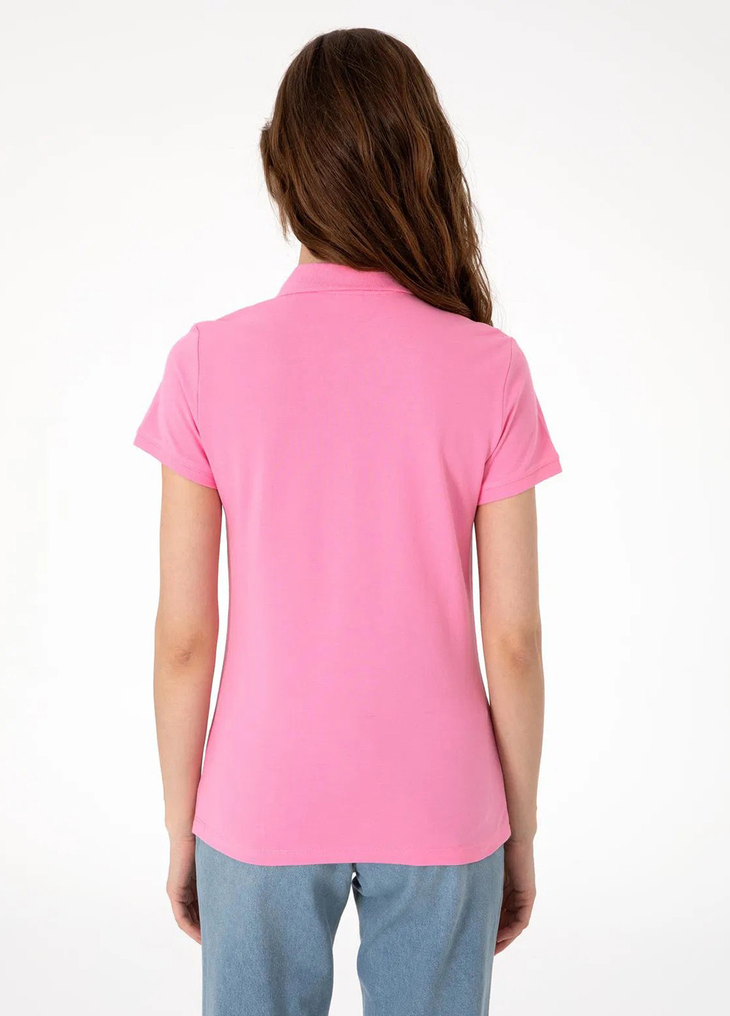 Розовая женская футболка-поло Pierre Cardin однотонная