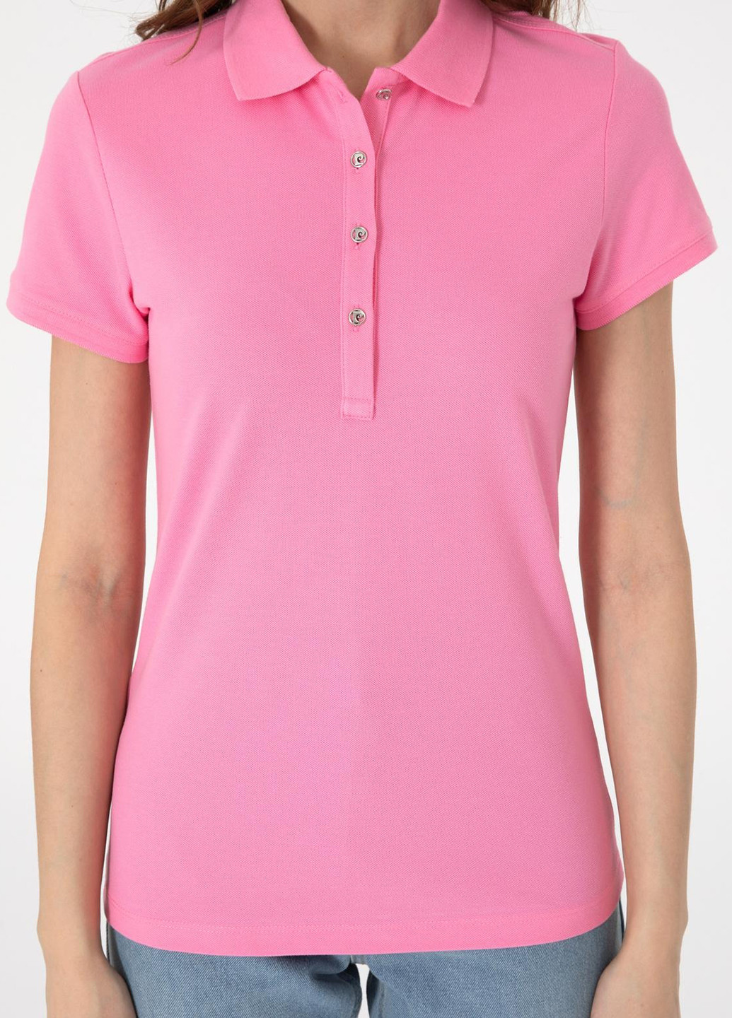 Розовая женская футболка-поло Pierre Cardin однотонная