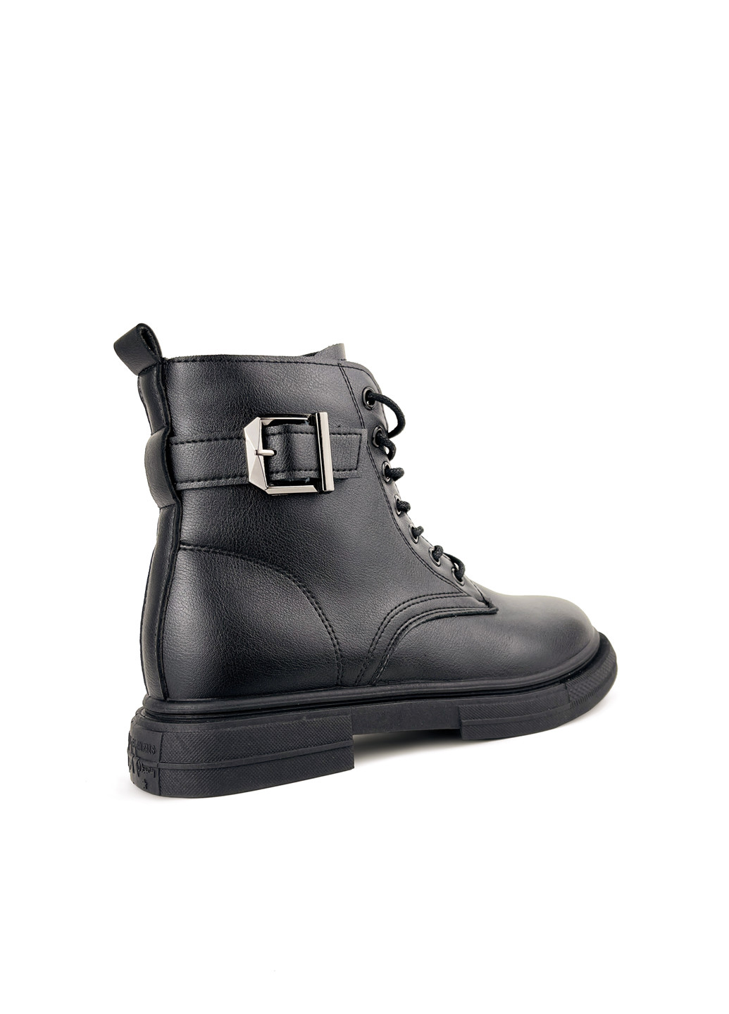 Осенние женские ботинки на шнурках черные эко кожа Fashion из искусственной кожи