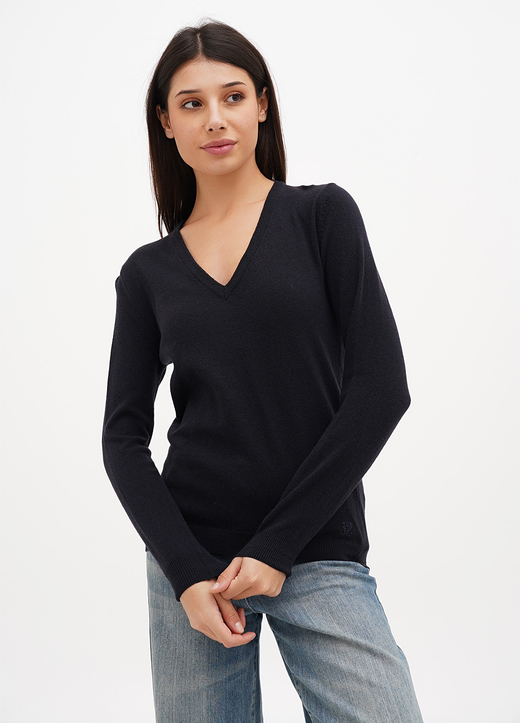 Темно-синий демисезонный пуловер пуловер Sassofono