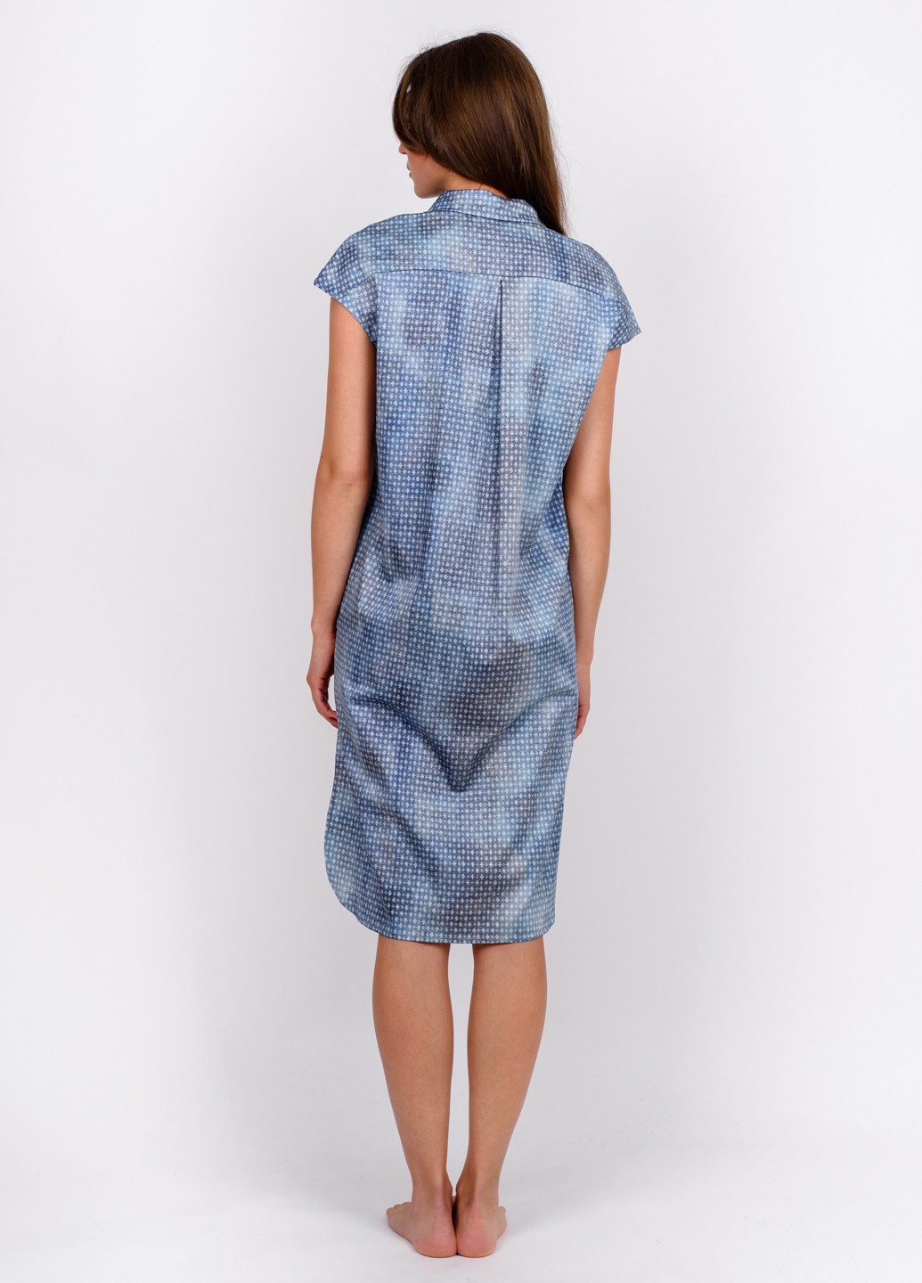 Сіро-синя домашній сукня сукня-сорочка Suavite з малюнком