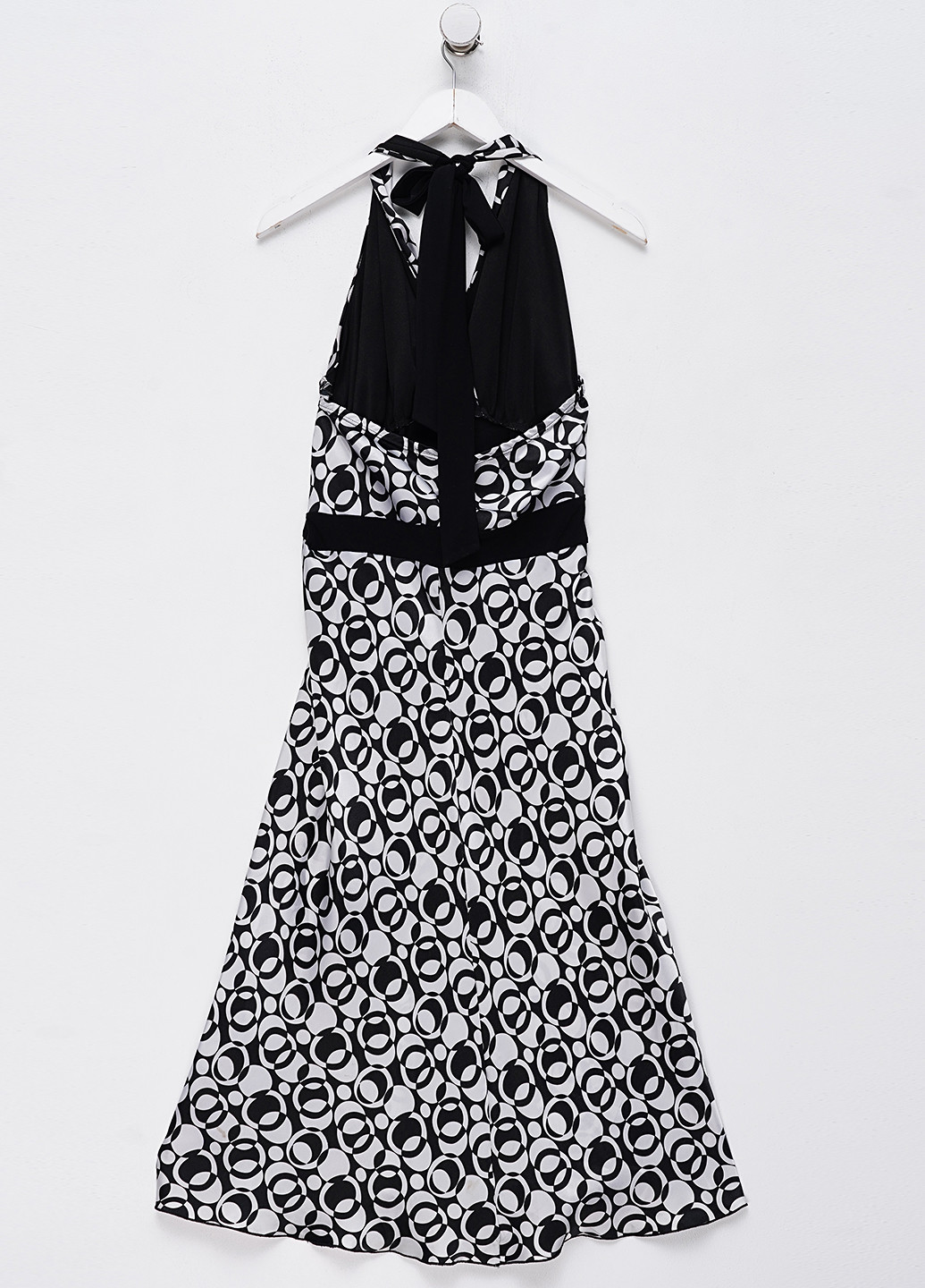 Черно-белое кэжуал платье в стиле ампир No Brand с геометрическим узором