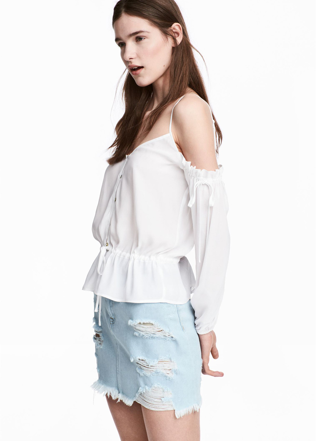 Біла блузка з баскою H&M