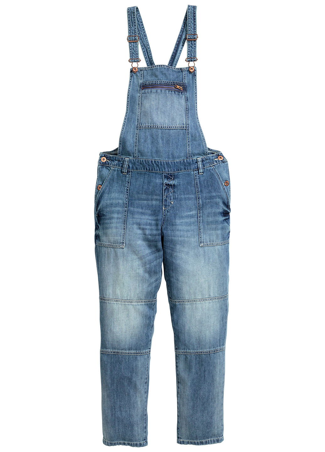 Комбінезон H&M комбінезон-брюки однотонний світло-синій джинсовий бавовна