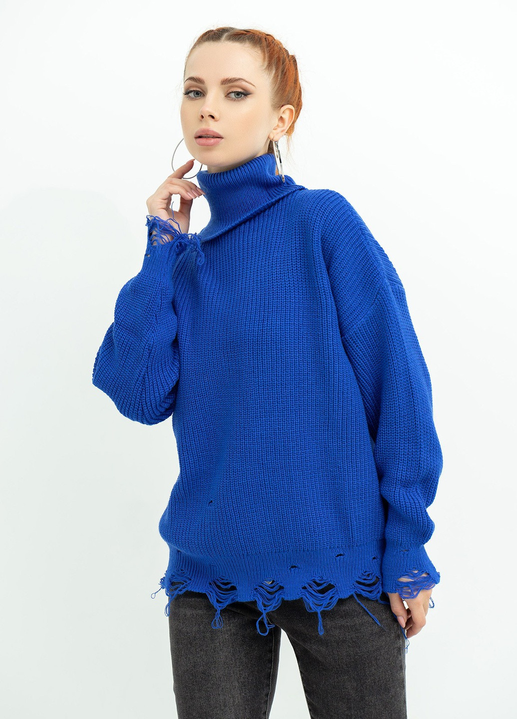 Синій зимовий светр жіночий ISSA PLUS WN20-388