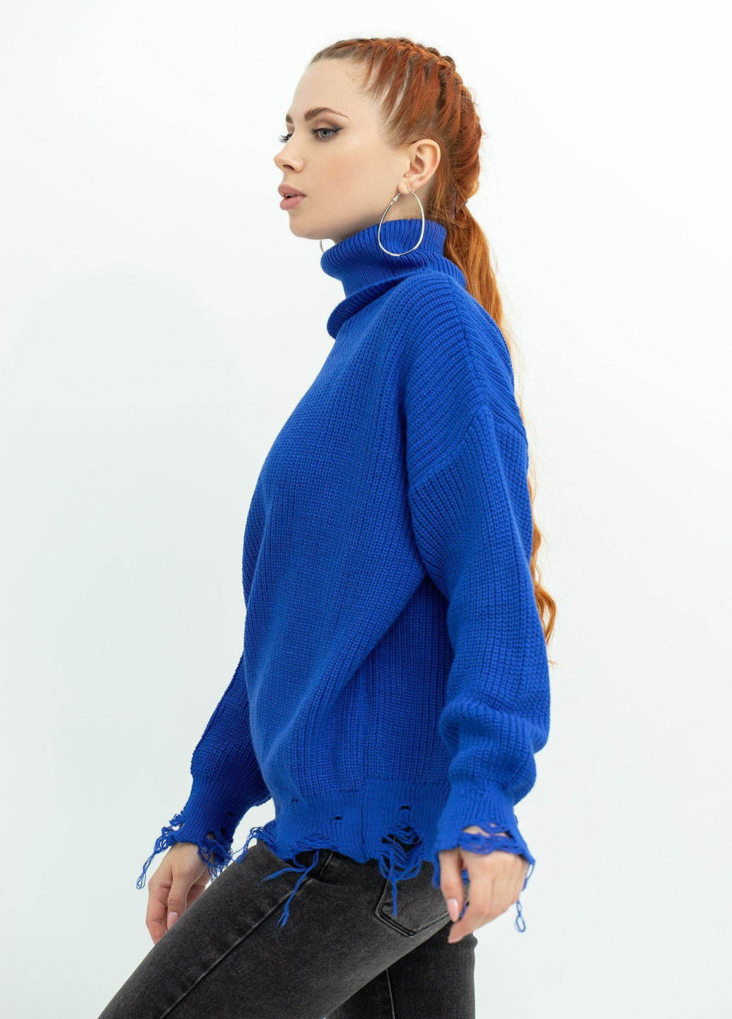 Синий зимний свитер женский ISSA PLUS WN20-388