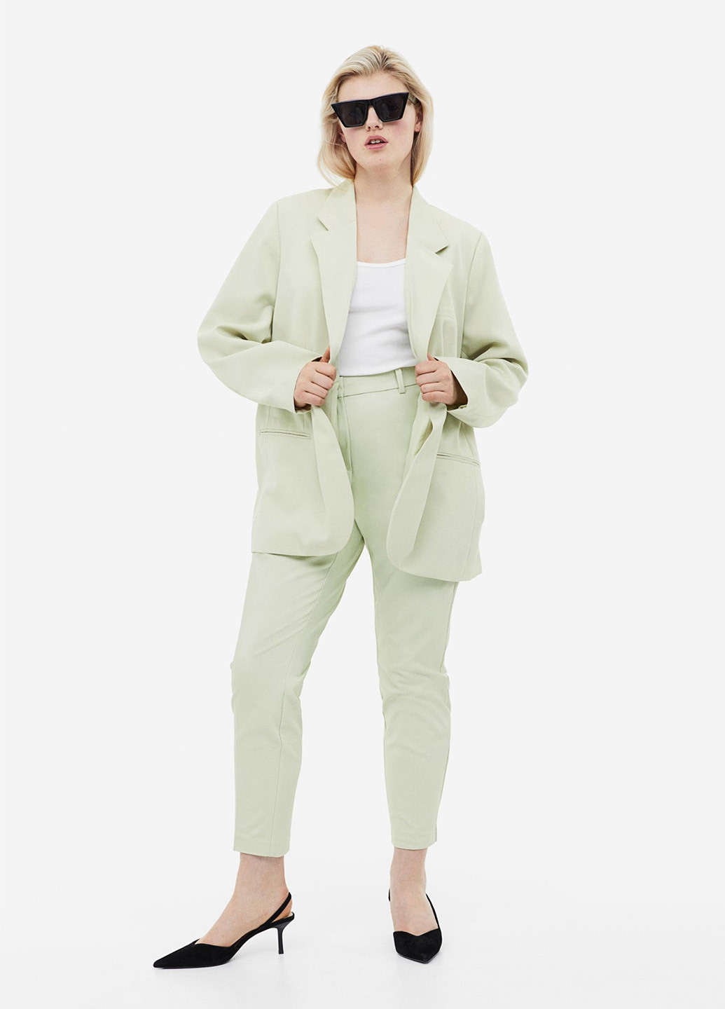 Светло-зеленые кэжуал демисезонные зауженные брюки H&M