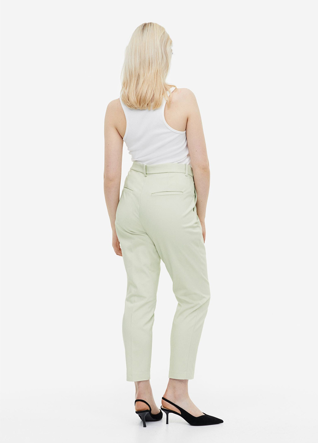 Светло-зеленые кэжуал демисезонные зауженные брюки H&M