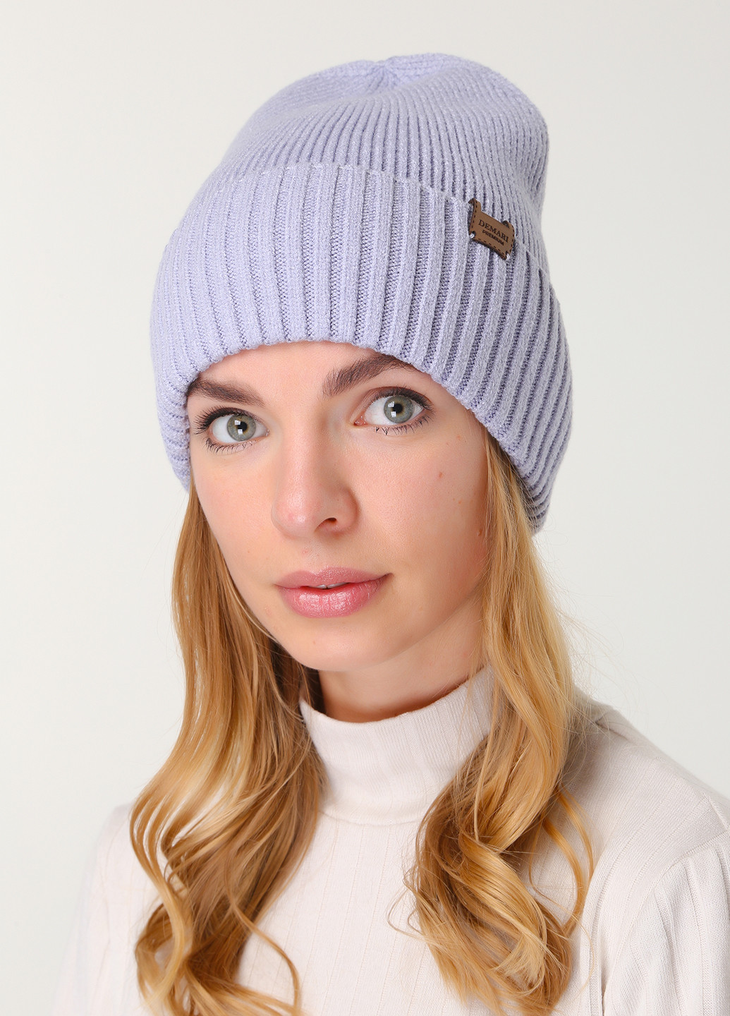 Теплая зимняя женская кашемировая шапка с отворотом без подкладки 500008 DeMari (244712897)