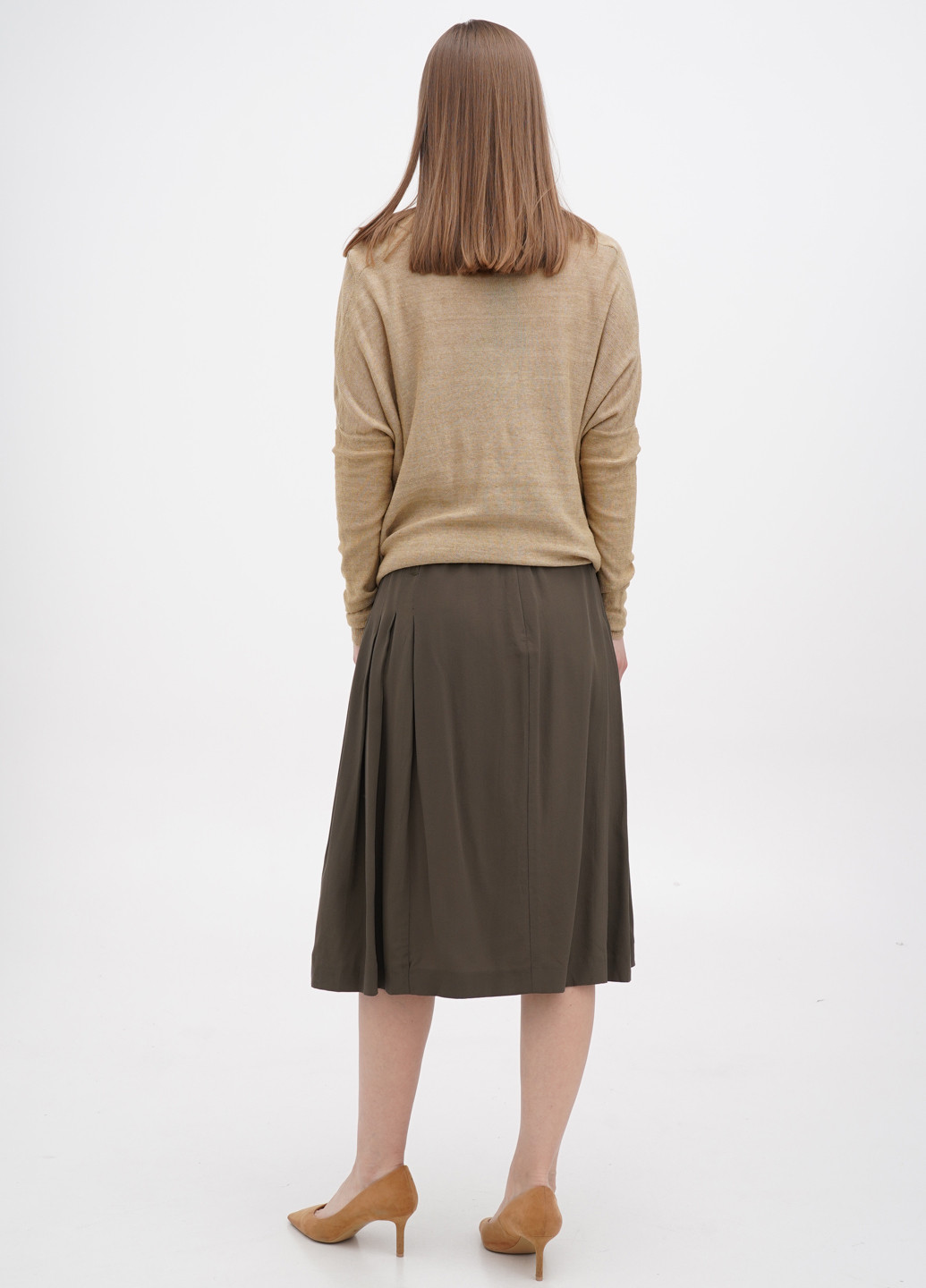 Оливковая (хаки) кэжуал однотонная юбка Ralph Lauren клешированная