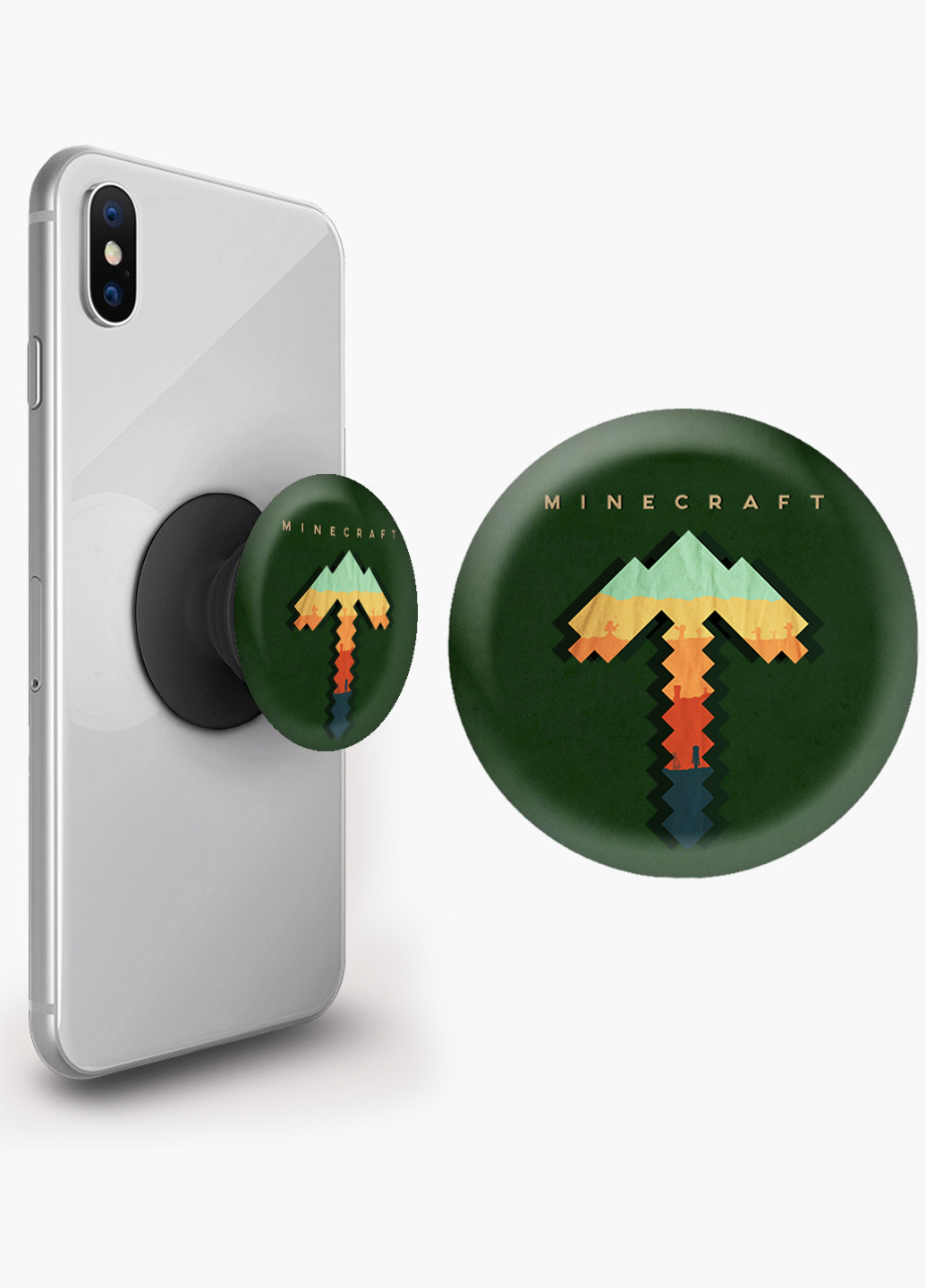 Попсокет (Popsockets) тримач для смартфону Майнкрафт (Minecraft) (8754-1169) Чорний MobiPrint (216748445)