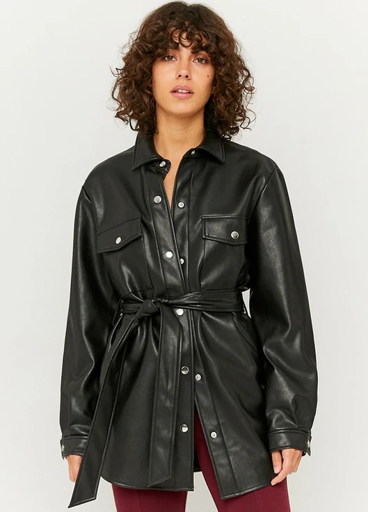 Черная летняя куртка Tally Weijl Coats - KNIT PU JACKET