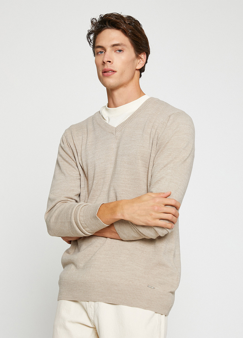 Сіро-бежевий демісезонний пуловер пуловер KOTON