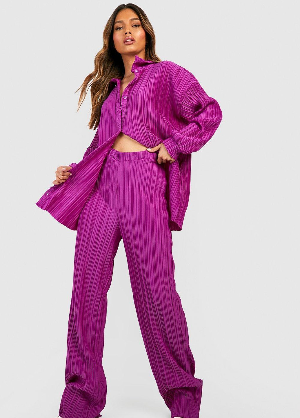 Фиолетовые кэжуал летние прямые брюки Boohoo