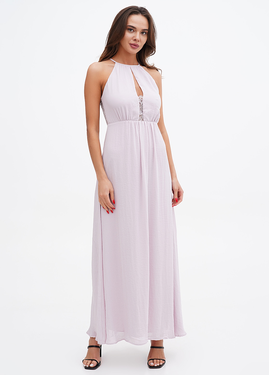 Светло-розовое вечернее платье а-силуэт H&M однотонное