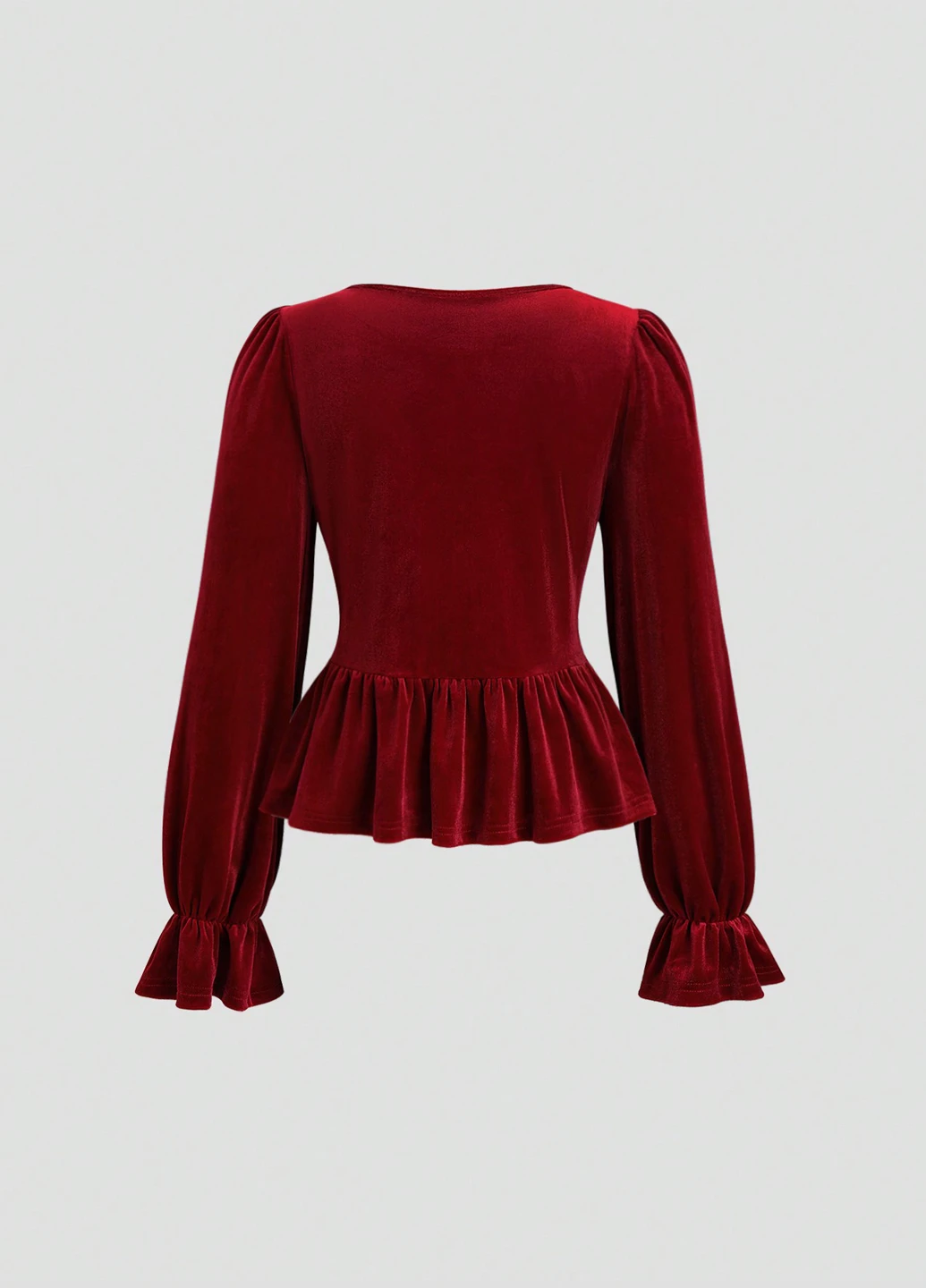 Бордовая блуза с баской SHEIN