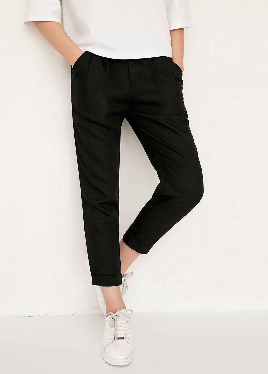 Черные классические демисезонные прямые брюки Only
