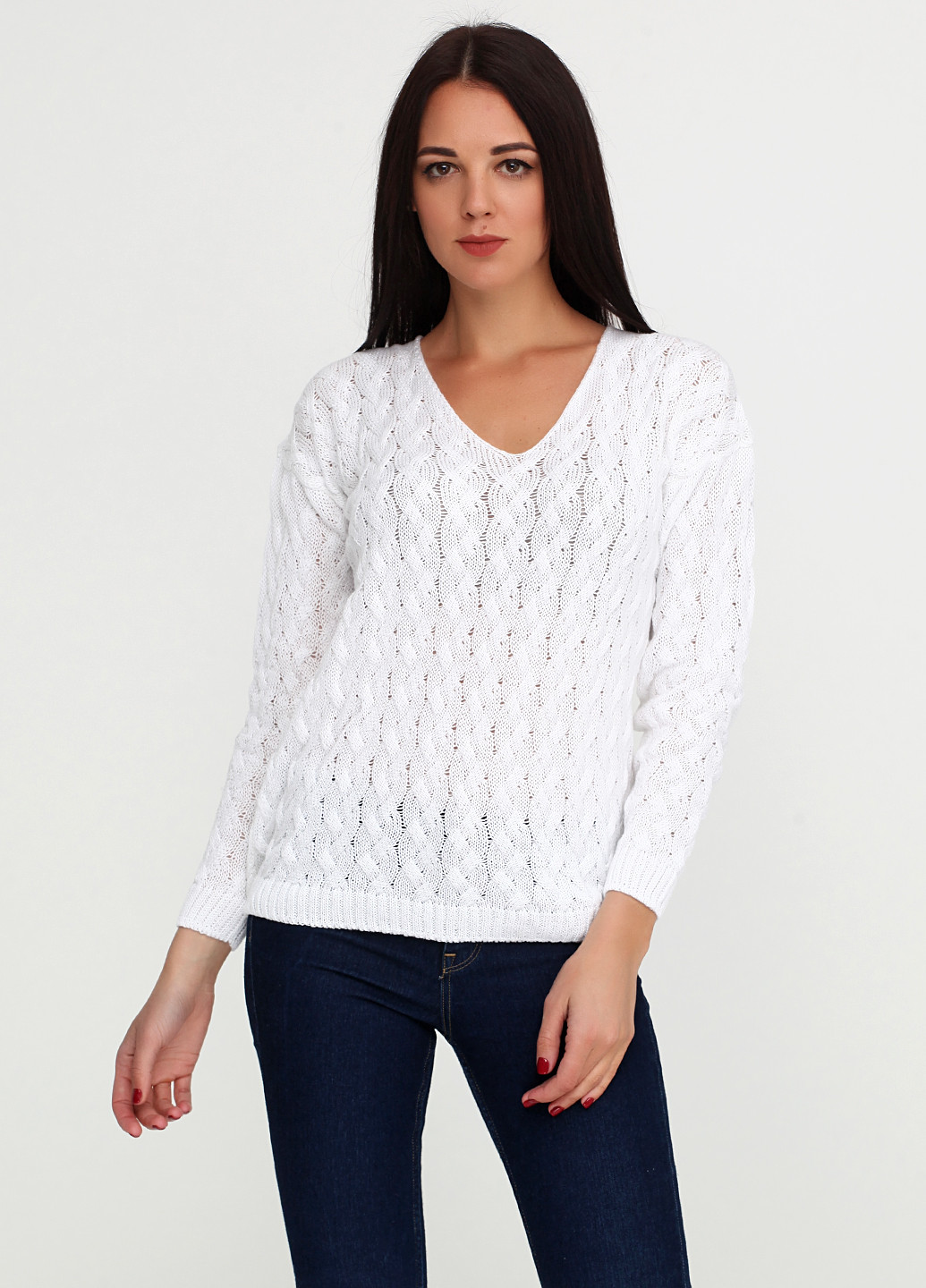 Белый демисезонный пуловер пуловер Zaldiz