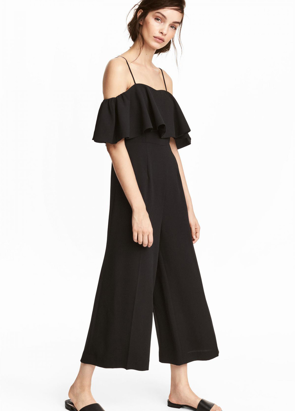 Комбинезон H&M комбинезон-брюки однотонный чёрный кэжуал