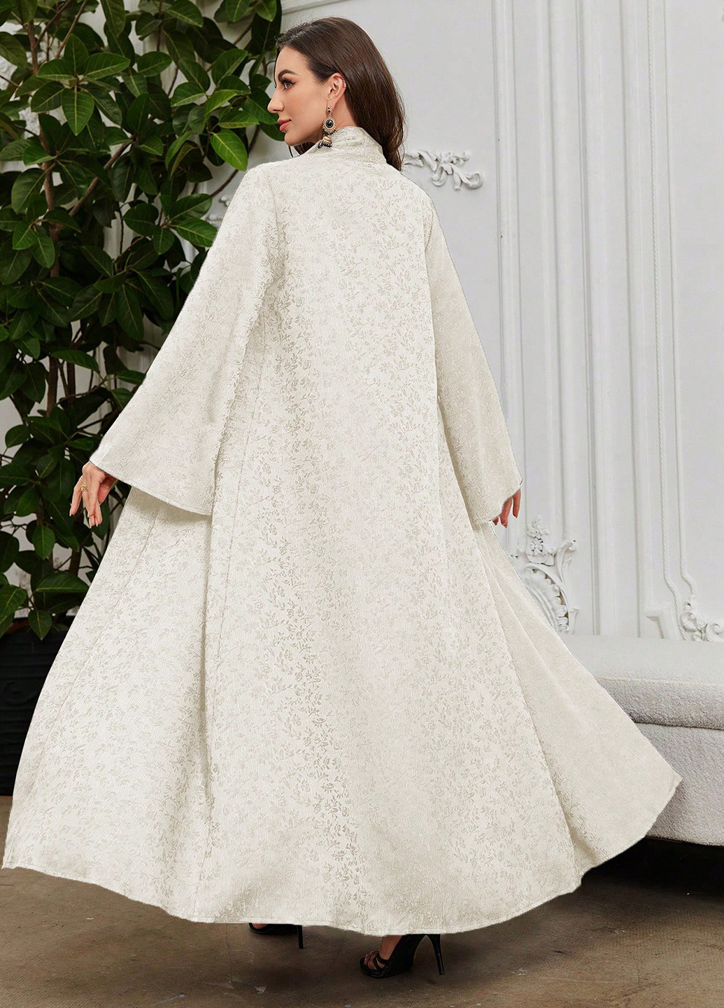 Кремовое вечернее, кэжуал платье SHEIN однотонное