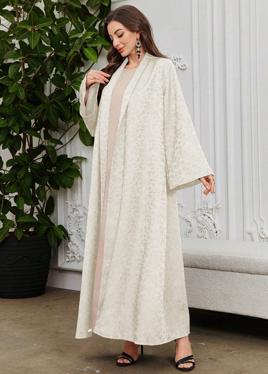 Кремовое вечернее, кэжуал платье SHEIN однотонное