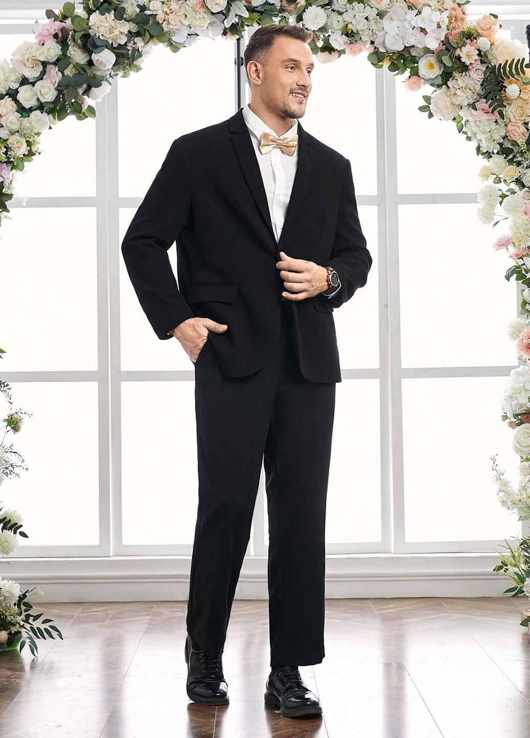 Черный демисезонный костюм (пиджак, брюки) брючный SHEIN