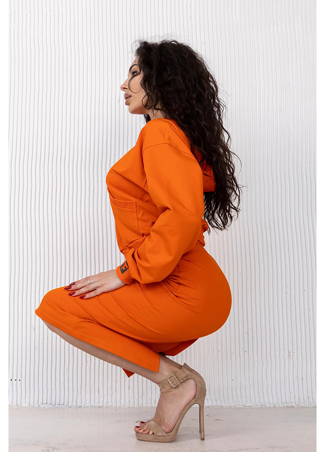 Оранжевая кэжуал однотонная юбка TOTALFIT карандаш