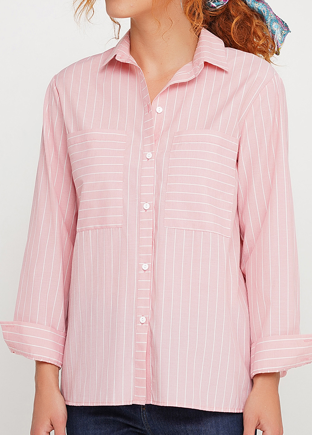 Розовая кэжуал рубашка в полоску Jhiva