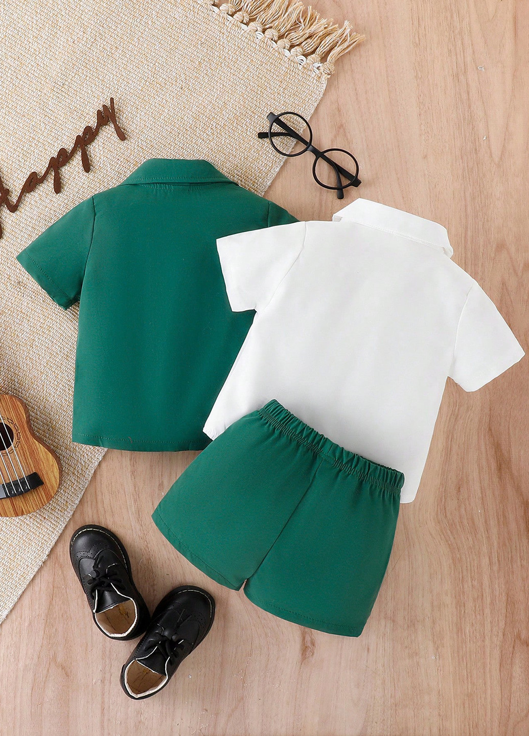 Зелений літній костюм (сорочка, піджак, шорти) з шортами, з сорочкою SHEIN