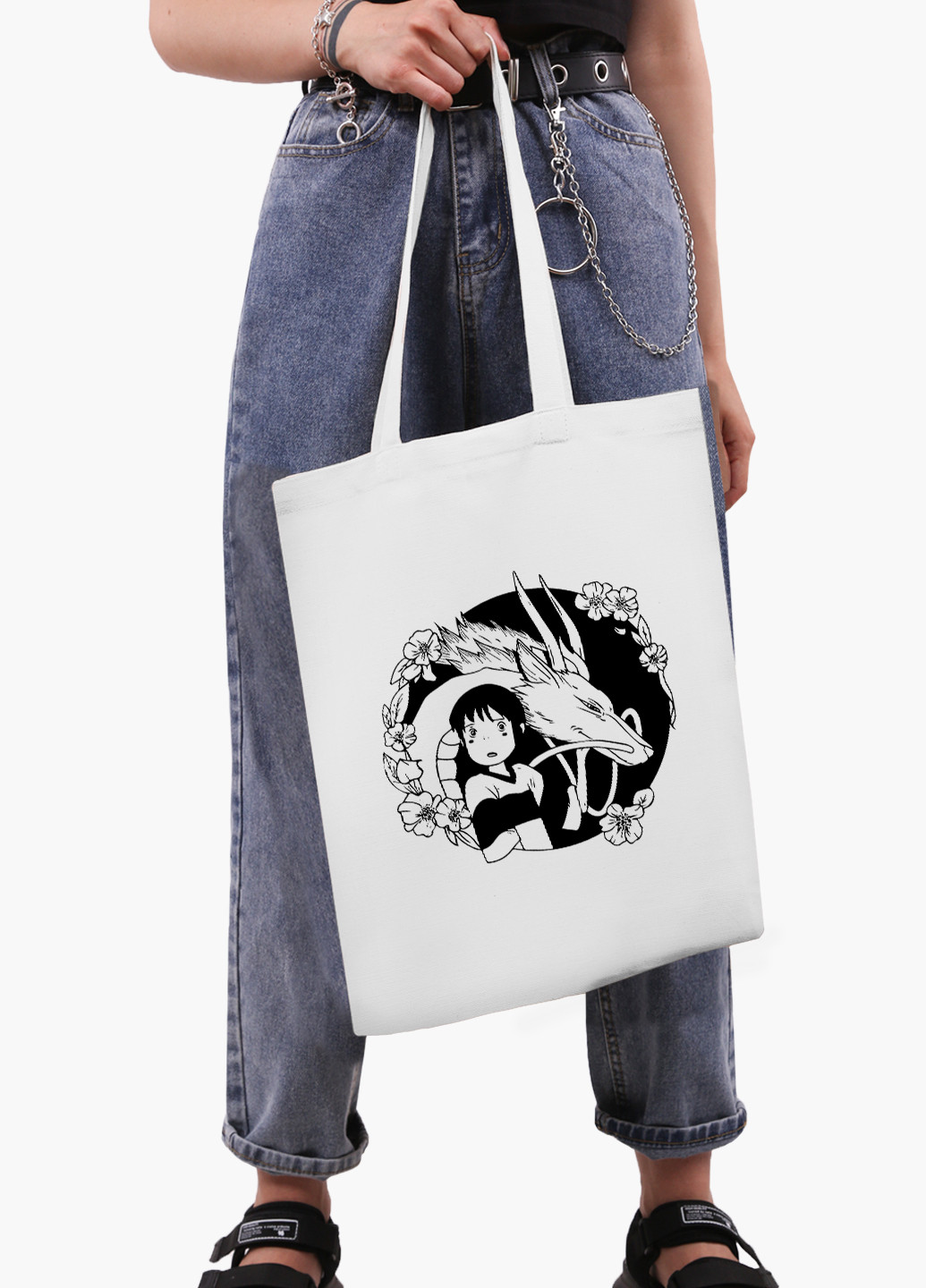 Еко сумка шоппер біла Тихиро Огіно Сен і Хакуо Віднесені примарами Spirited Away (9227-2647-WT-2) екосумка шопер 41*35 см MobiPrint (219151222)