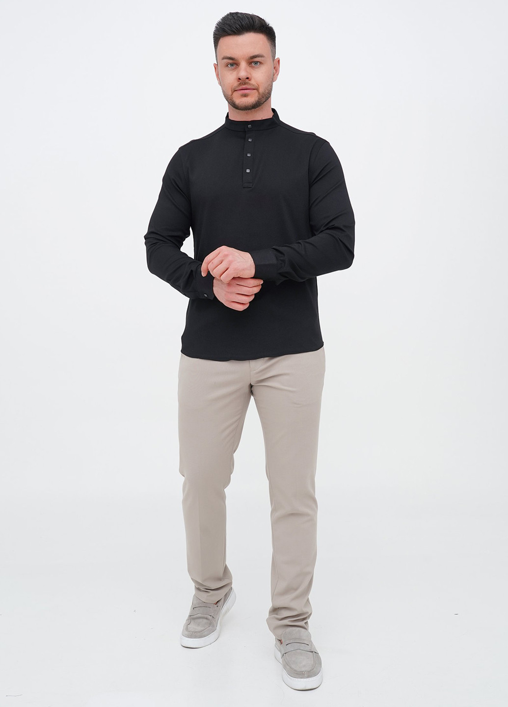 Черная кэжуал, классическая рубашка однотонная Trend Collection