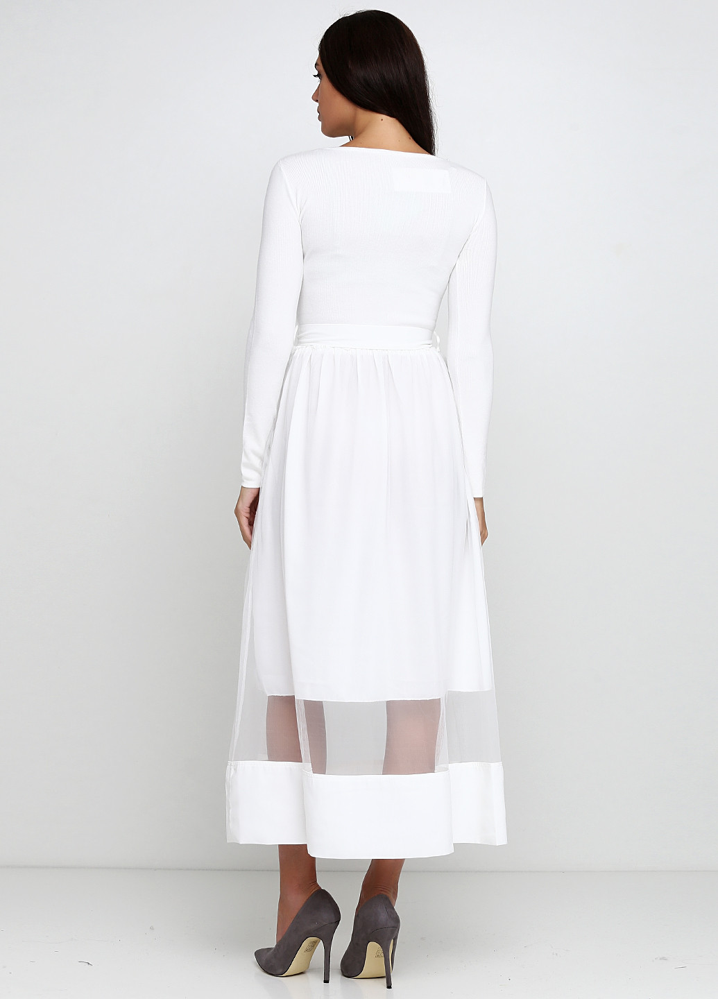 Білий кежуал сукня без підкладу Moewy однотонна