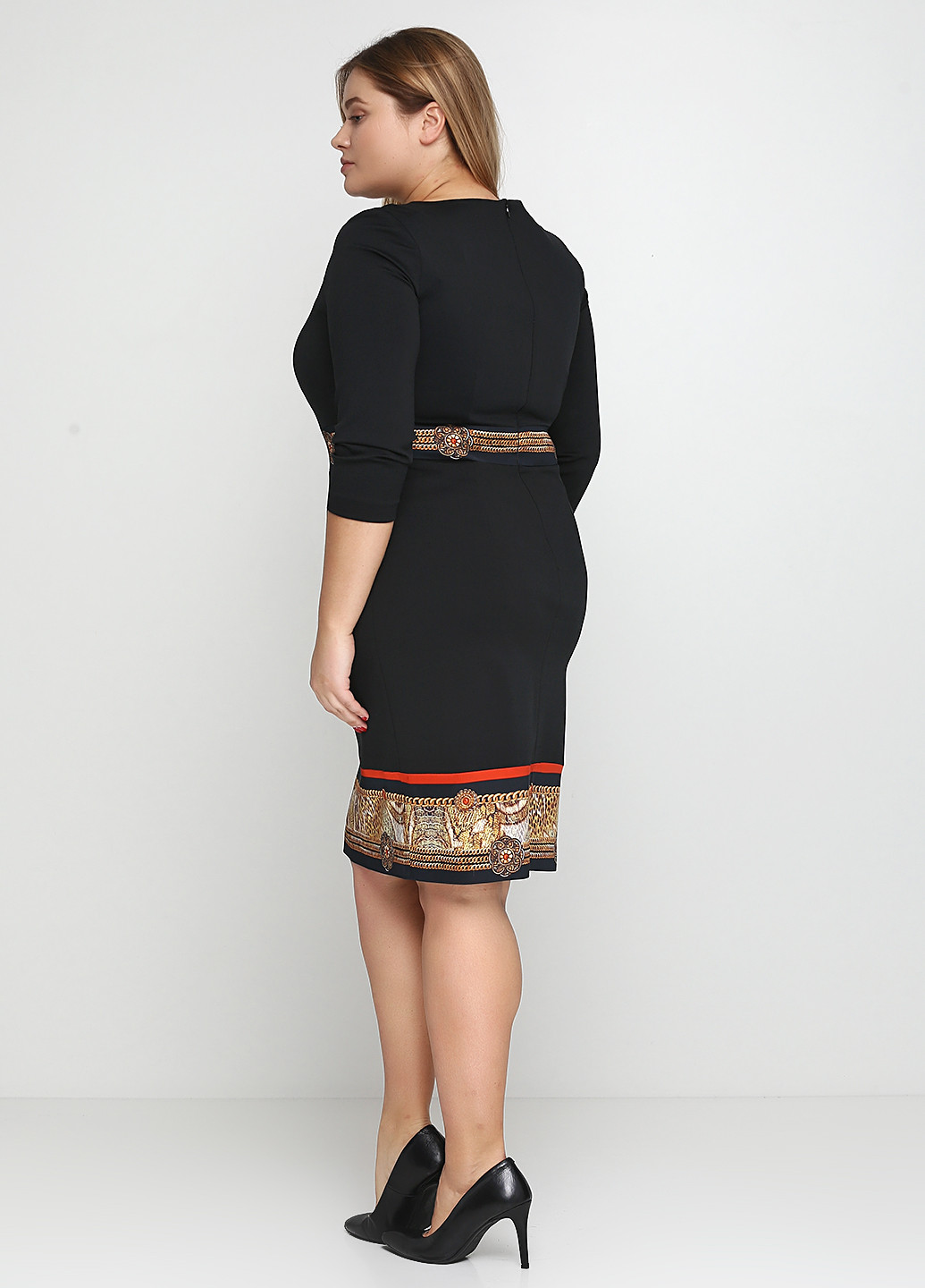 Черное кэжуал платье Angelo Marani с орнаментом