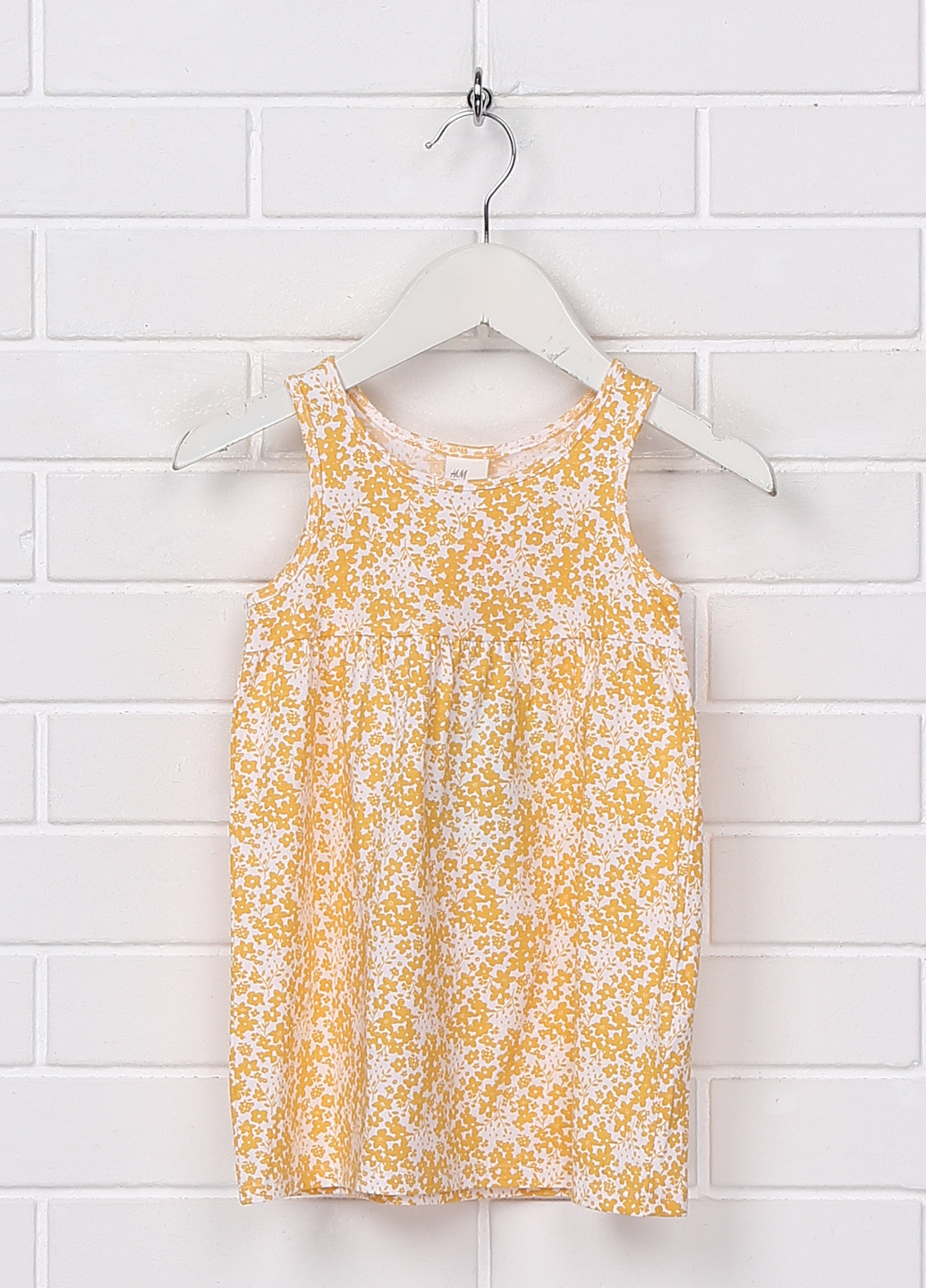 Желтое кэжуал платье платье-майка H&M с цветочным принтом