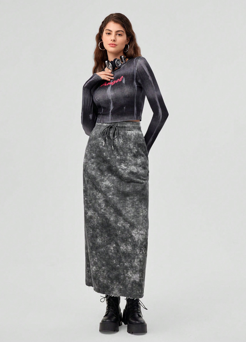 Разноцветная кэжуал тай-дай юбка SHEIN