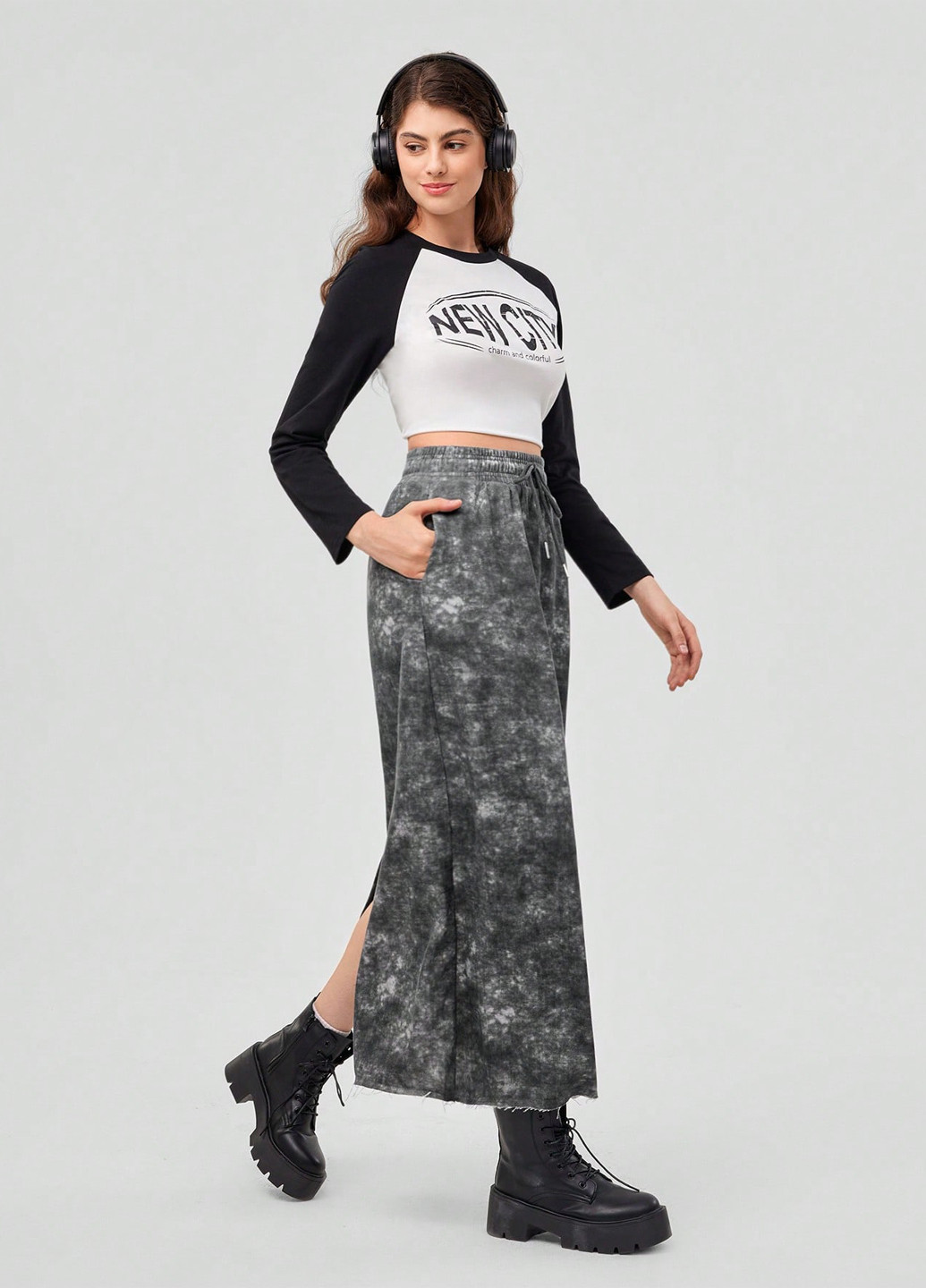 Разноцветная кэжуал тай-дай юбка SHEIN