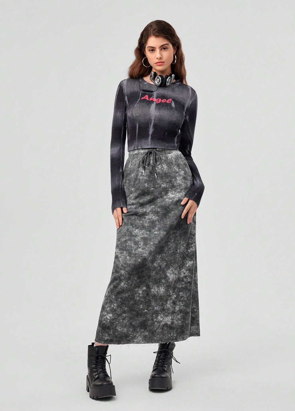 Разноцветная кэжуал тай-дай юбка SHEIN