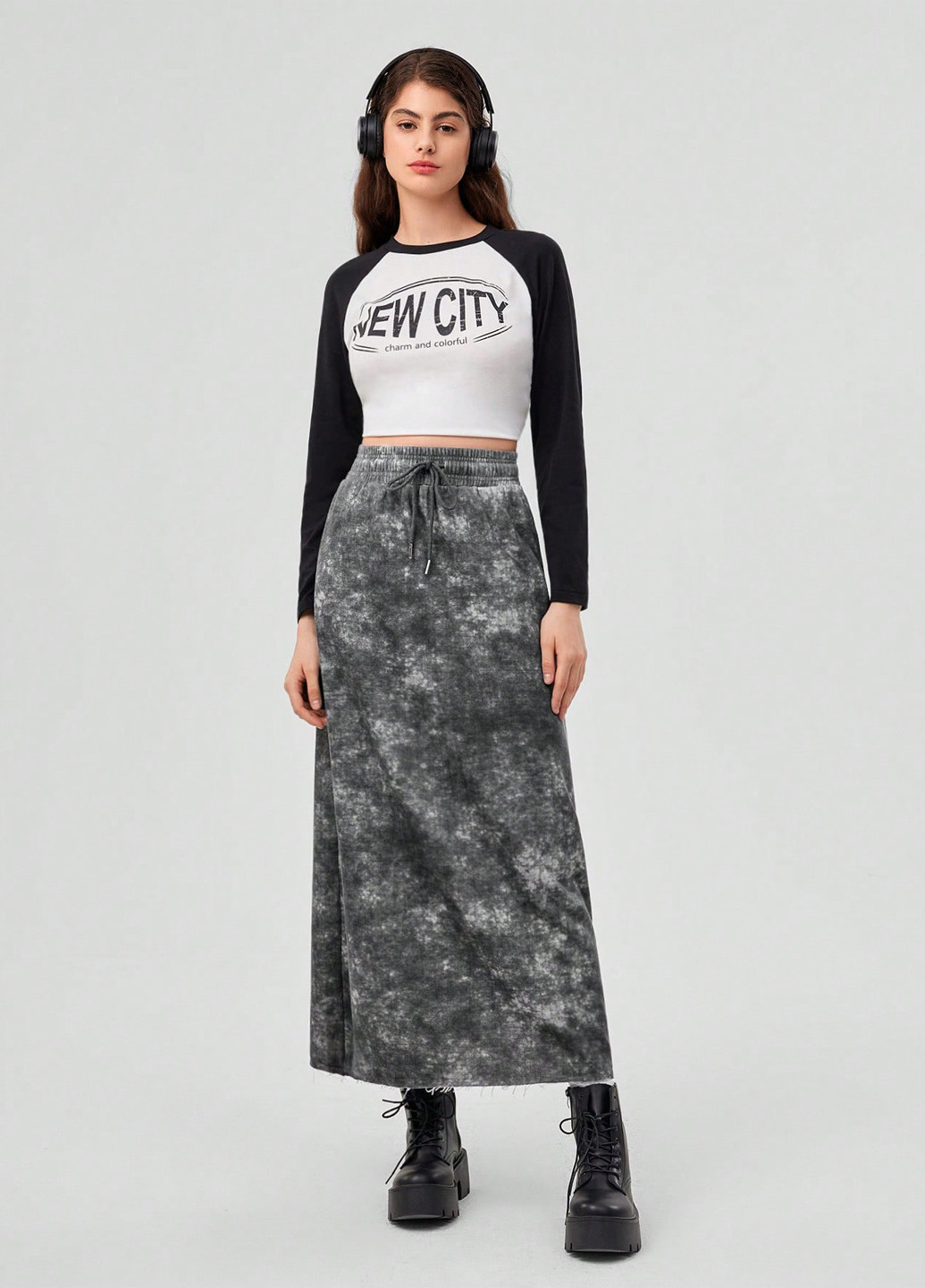 Разноцветная кэжуал тай-дай юбка SHEIN