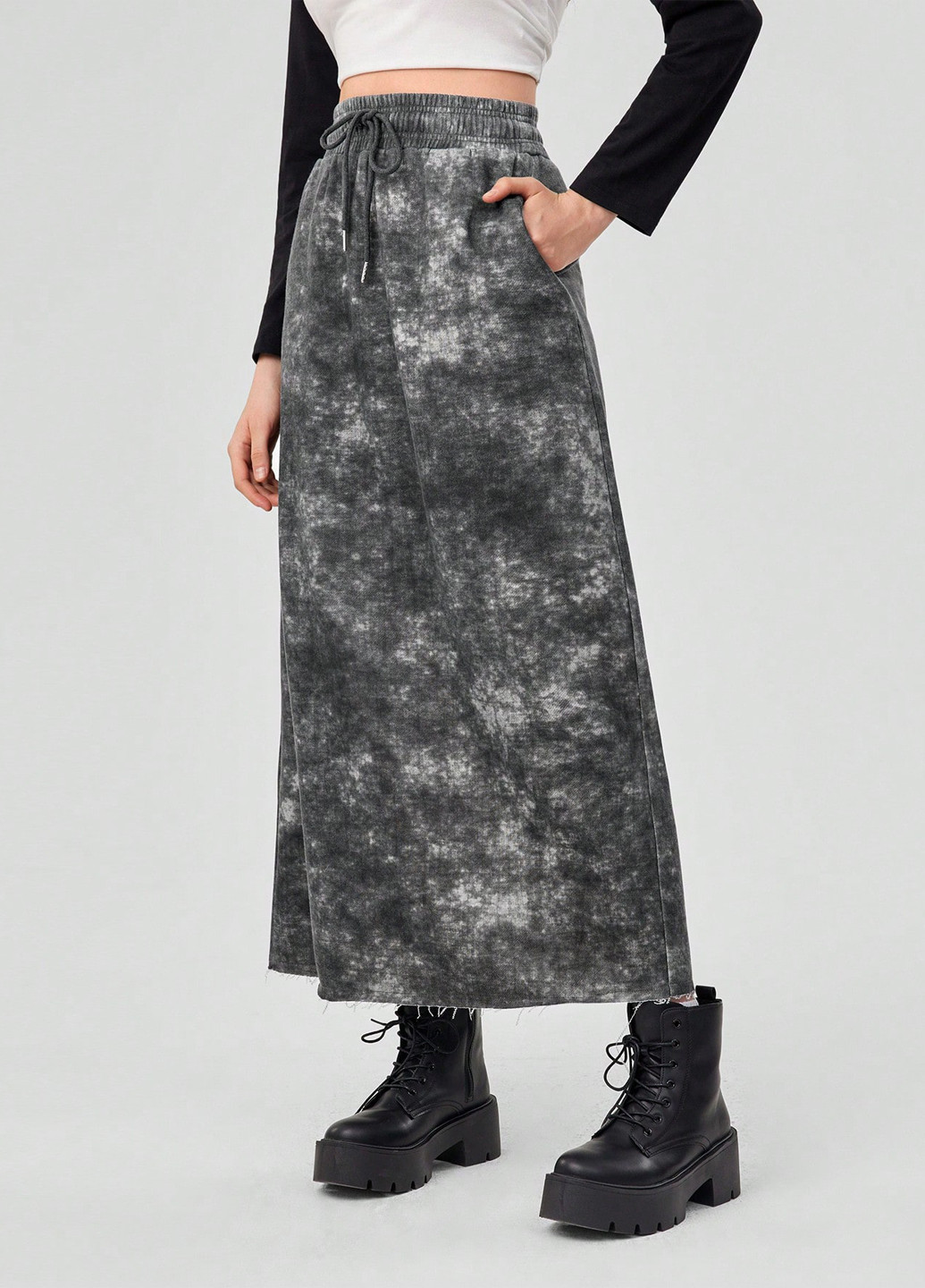 Разноцветная кэжуал тай-дай юбка SHEIN