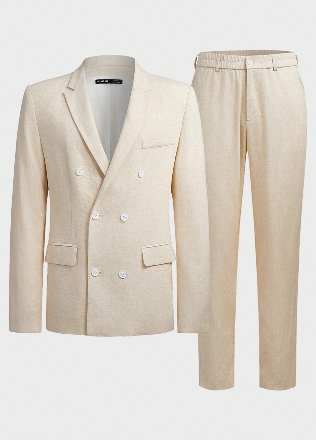 Світло-бежевий демісезонний костюм (піджак, штани) брючний SHEIN